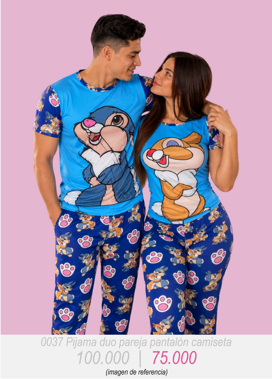 0037 PIJAMA PAREJA PANTALÓN CAMISETA
