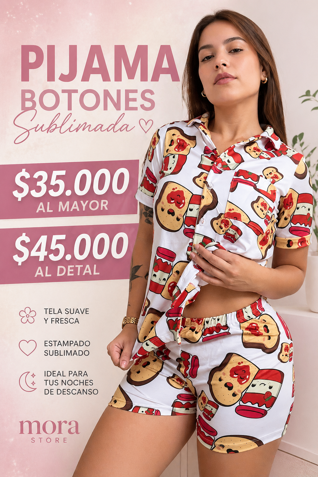 PIJAMA BOTONES SUBLIMADA TALLA UNICA