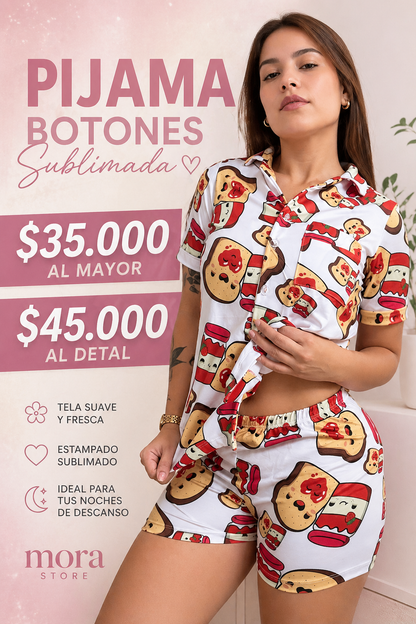 PIJAMA BOTONES SUBLIMADA TALLA UNICA