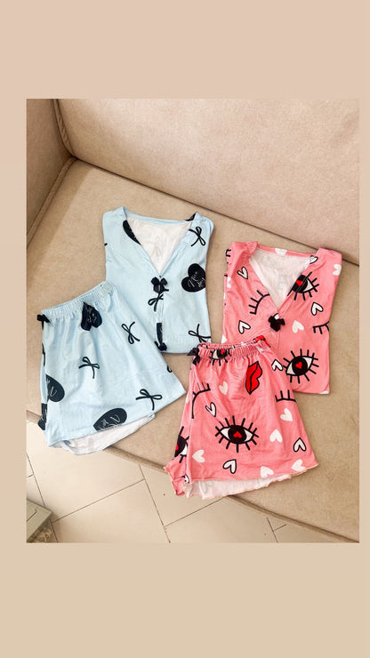 PIJAMA SHORT CAMISA MOÑOS