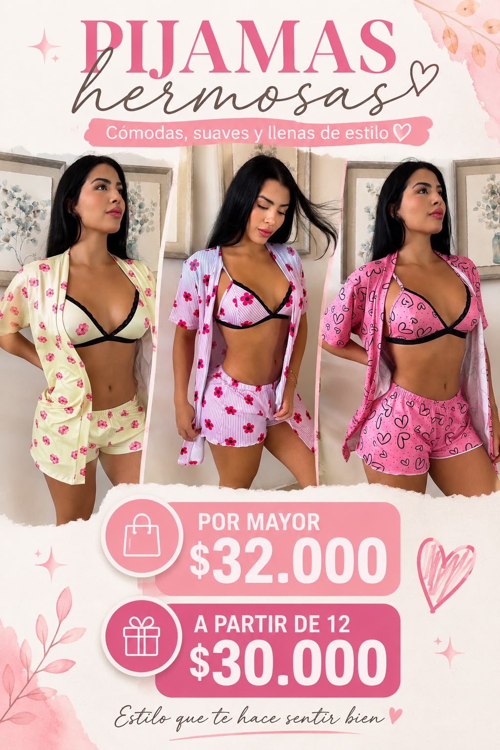TRIO PAJAMAS WITH SEXY LIFTERS