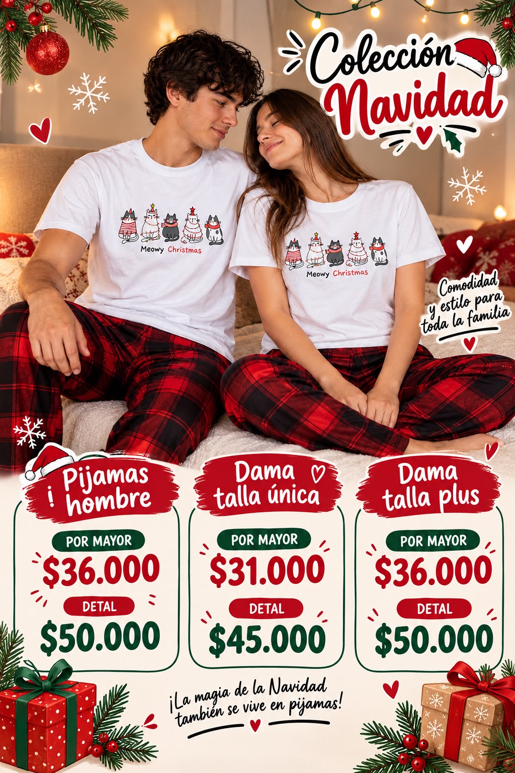 PIJAMAS NAVIDAD  CAMISETA PANTALÓN